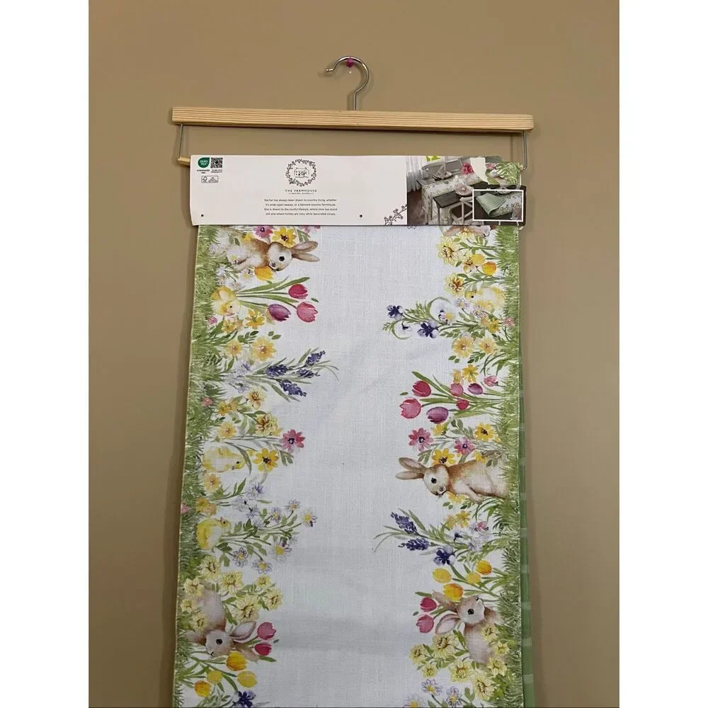 The Farmhouse By Rachel Ashwell Easter Bunny Chicks Table Runner 16” X 90” Rever